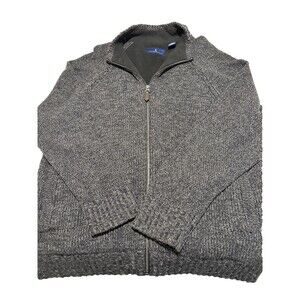 Lanesboro Gray Mens Full Zip Sweater Pockets Fleece Lined Golf Jacket Wool Sz XL